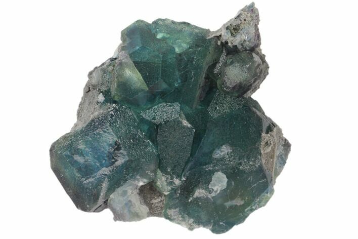 Blue-Green Fluorite on Sparkling Quartz - China #120332